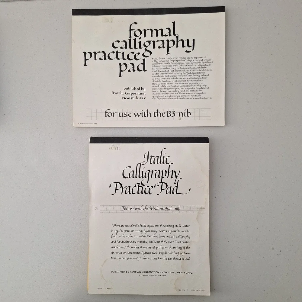 Vintage 1978 Italic Calligraphy Handwriting Practice Pad, B3 Nib & Medium Italic